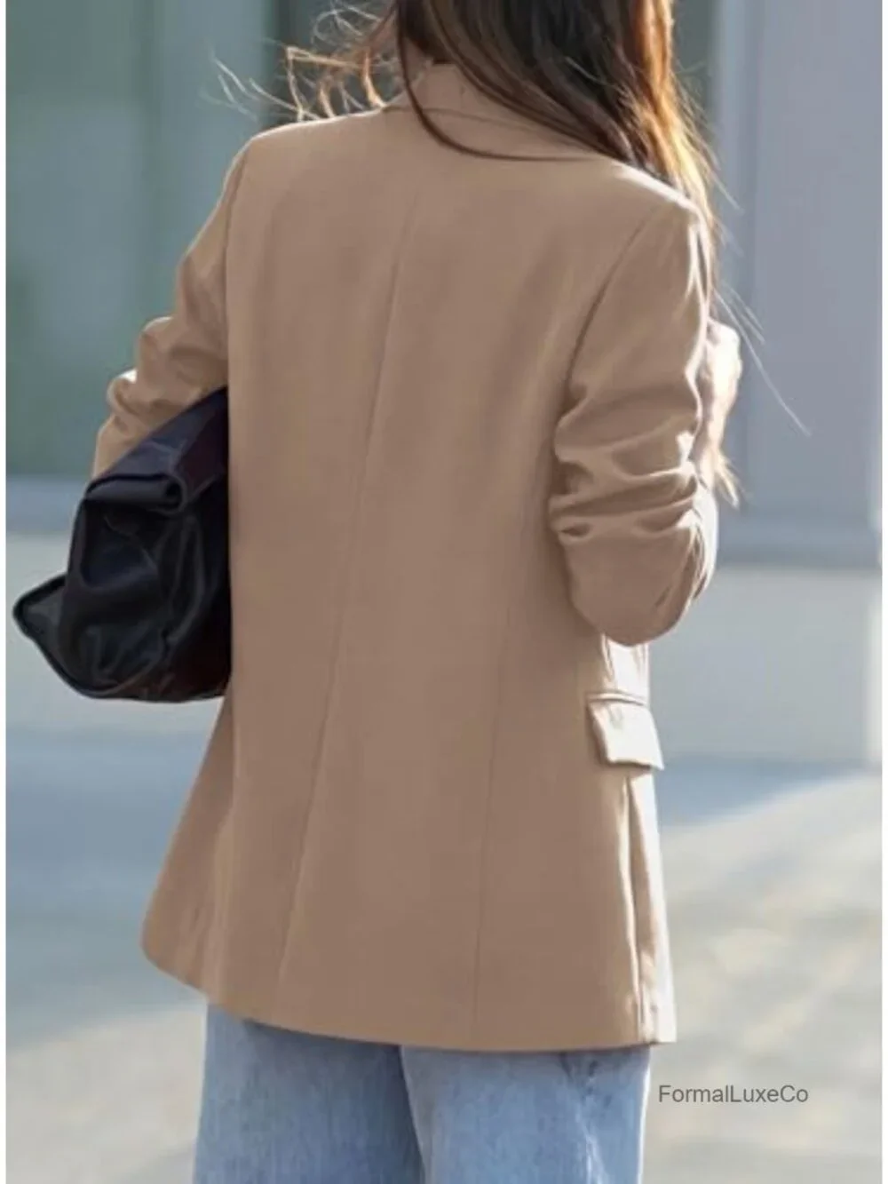 Women's Business Casual Long Sleeve Lapel Blazer with Pockets - Lightweight